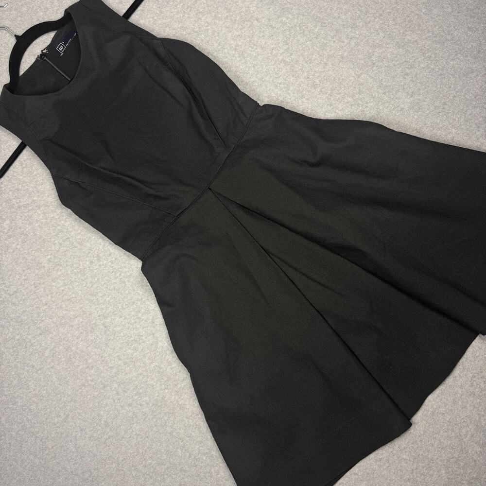 GAP Womens Size 0 Black Linen Blend Sleeveless Fit & Flare Dress Inverted Pleat